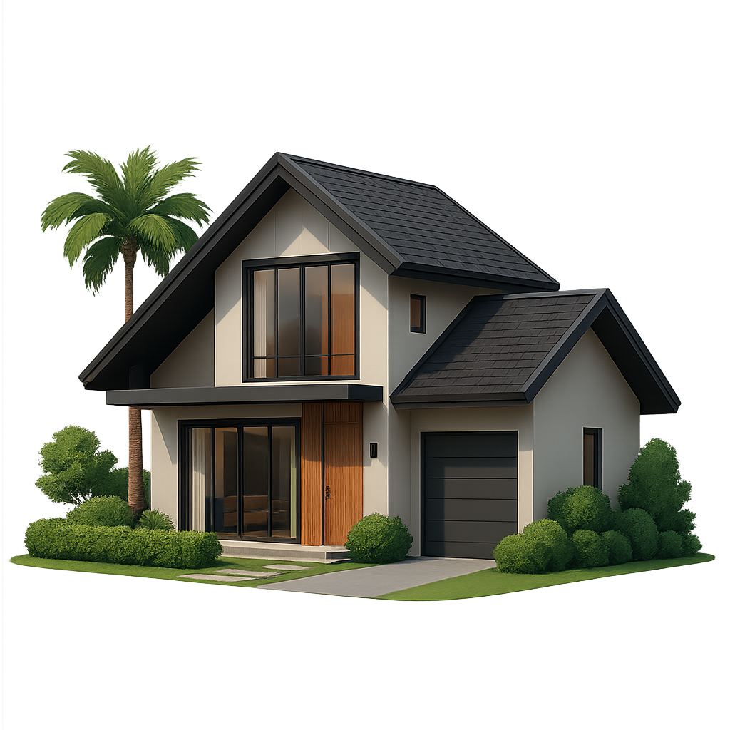 Rumah dengan atap bitumen